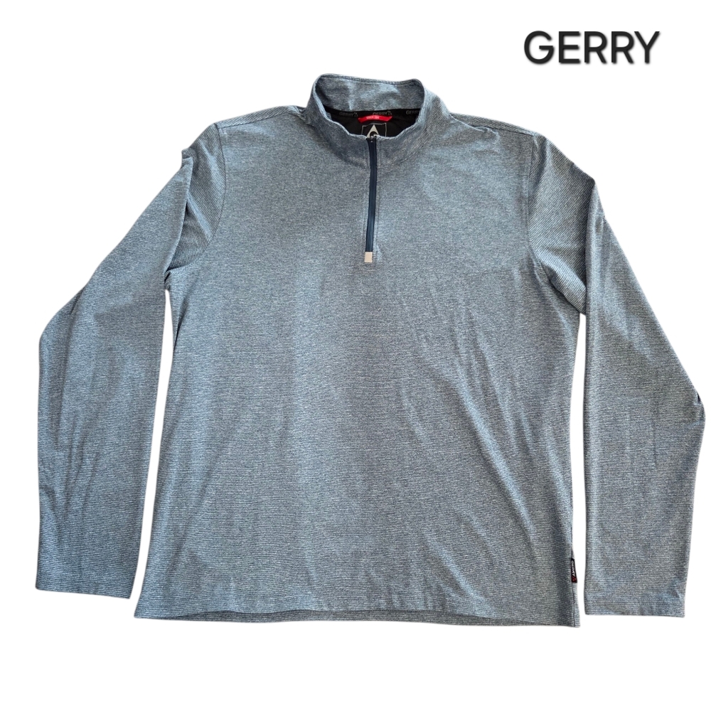 Gerry Men's Active Quarter Zip Long Sleeve Shirt Large Light Blue